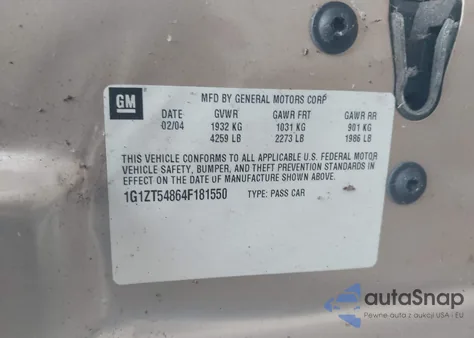 2004 Chevrolet Malibu Ls from USA, damaged, VIN 1G1ZT54864F181550